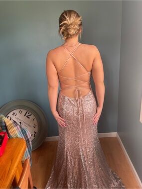 ALYCE PARIS Open-Back Long Sequin Gown